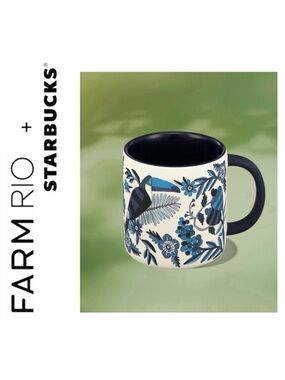 NWT Farm Rio x Starbucks Blue + White Ceramic Art Coffee Mug Lenco Azulejo 2025